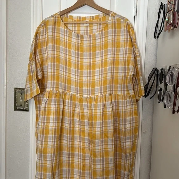 Lintico Valencia plaid linen midi dress - Picture 3 of 11